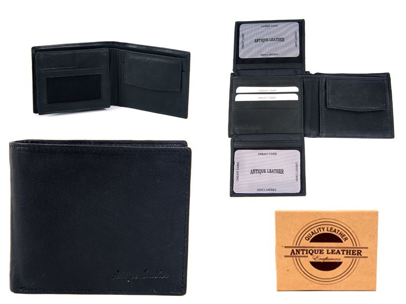 1011 BLACK ANTIQUE LEATHER RFID WALLET - Click Image to Close